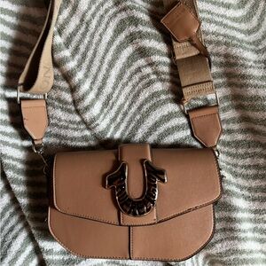 True Religion Brown Crossbody Bag with Logo